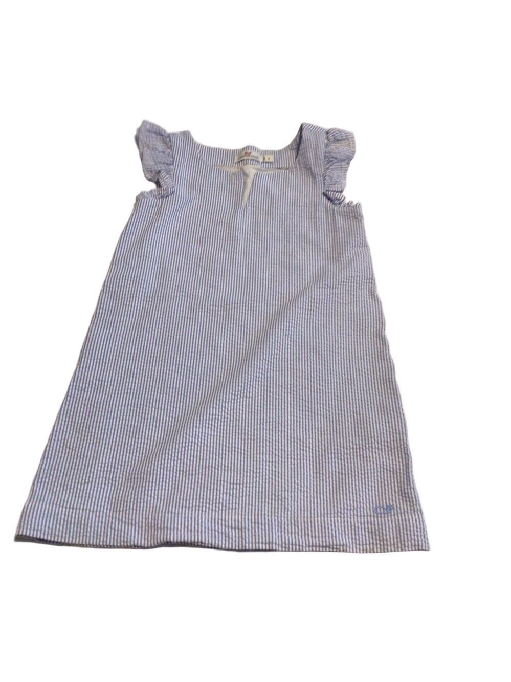 Vineyard Vines Light Blue & White Stripe Sundress Ruffle Sleeves Sz 5